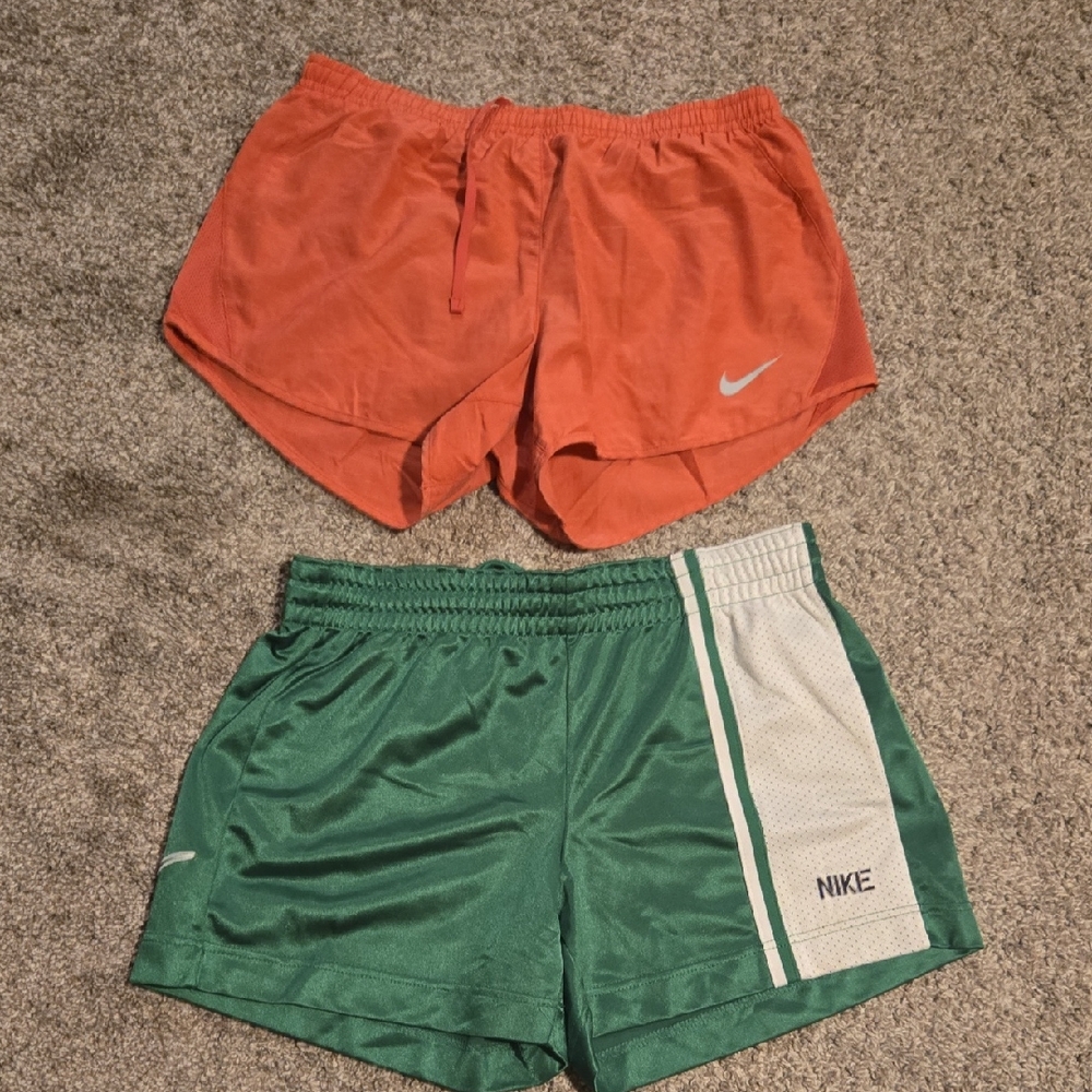 Nike Orange and Green Athletic Shorts